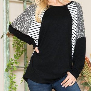 *HOLD* Michael Kors Kala Key Ring & Oversized Leopard Stripes Knit Tunic Bundle